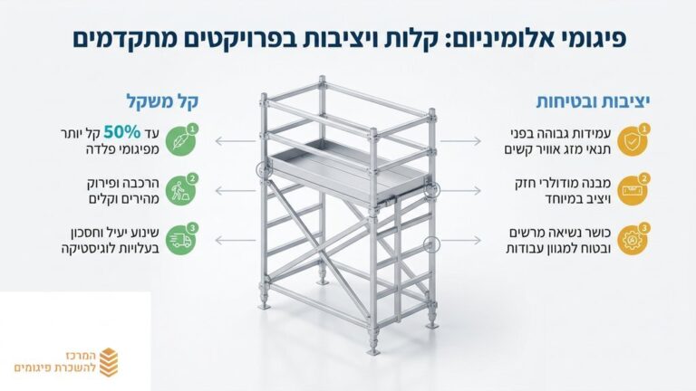 פיגום אלומיניום להשכרה מיידית באתר בנייה