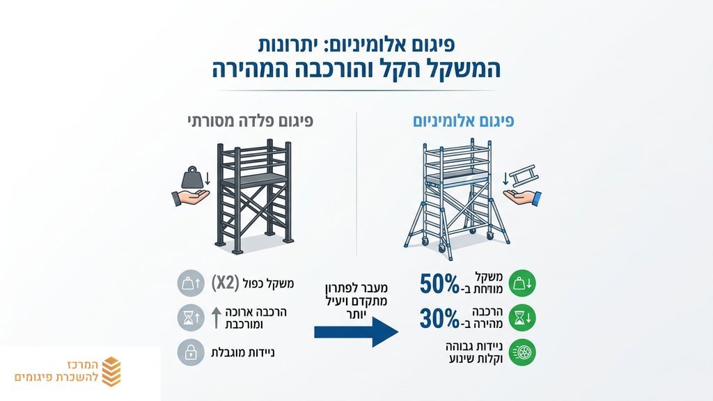 הרכבת פיגום אלומיניום נייד באתר בנייה