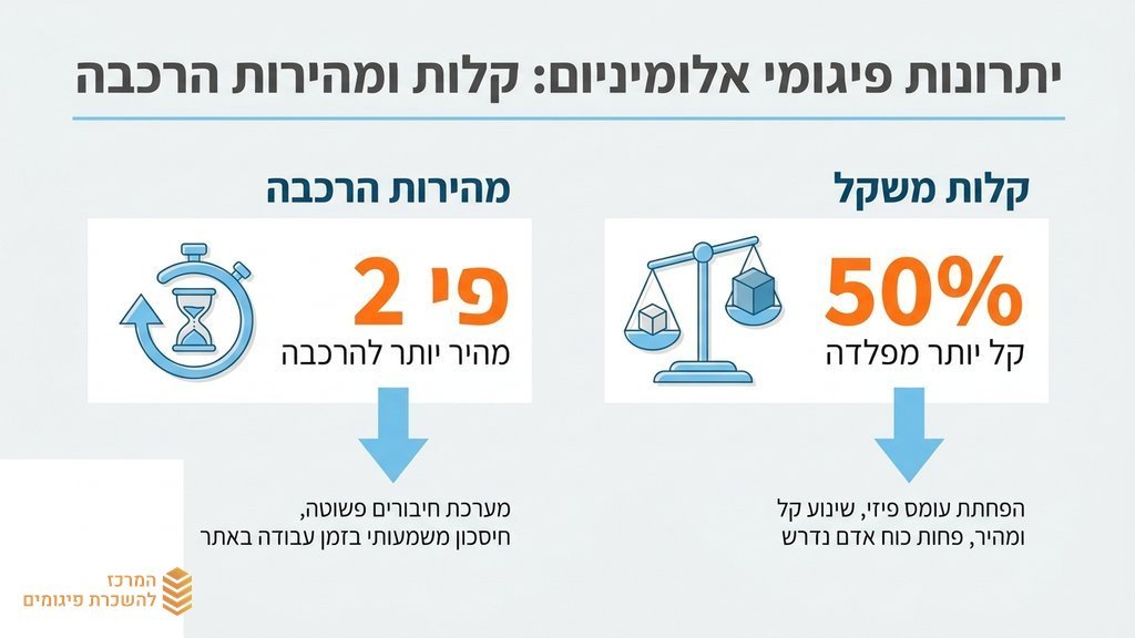 פועל בניין מרכיב פיגום אלומיניום בקלות ובמהירות באתר בנייה