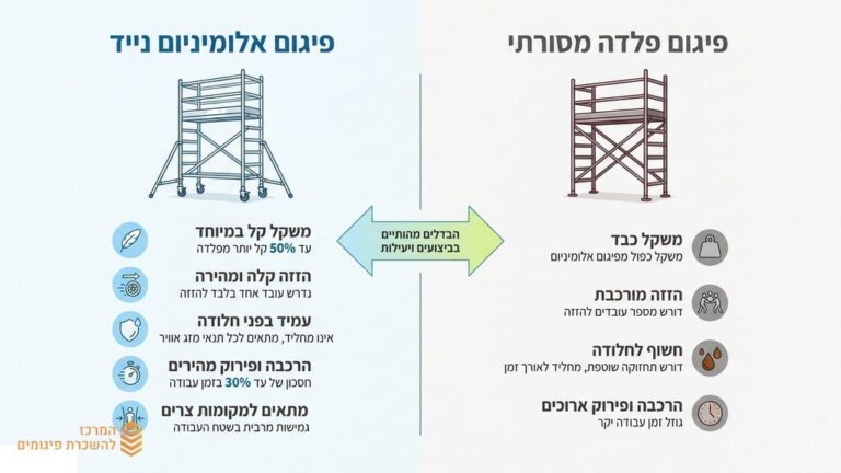 פיגום אלומיניום נייד באתר בנייה