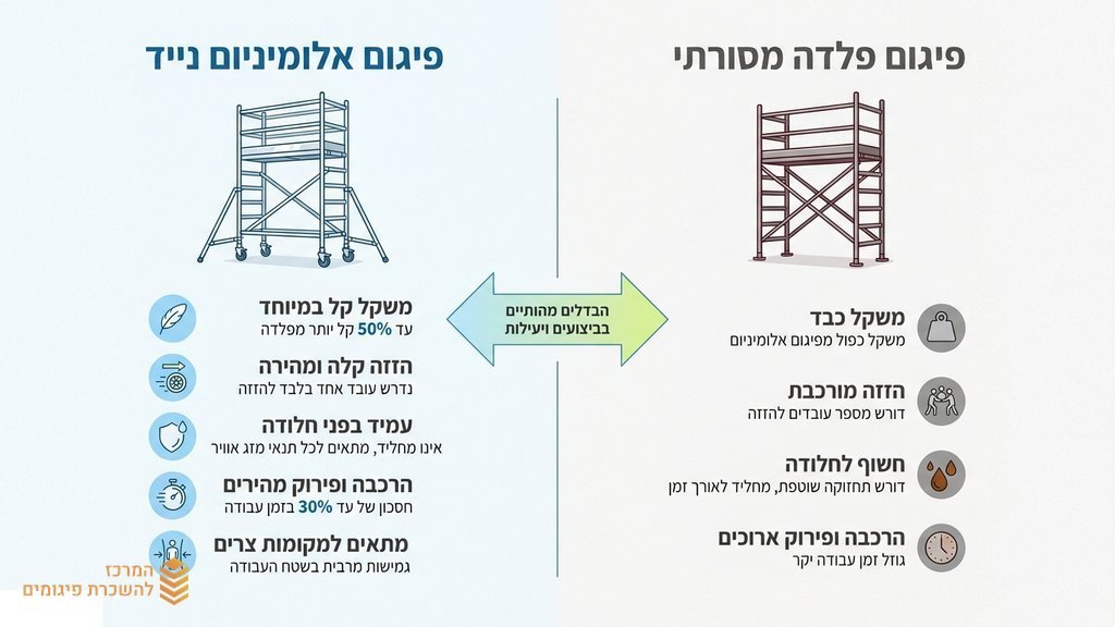 פיגום אלומיניום נייד באתר בנייה