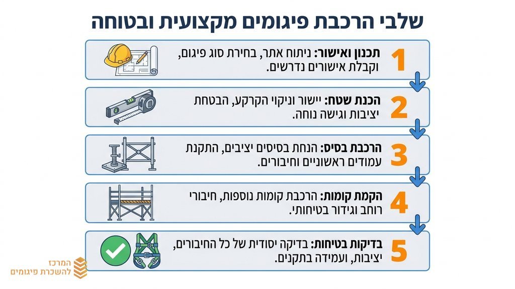 צוות התקנת פיגומים מקצועי עובד באתר בנייה