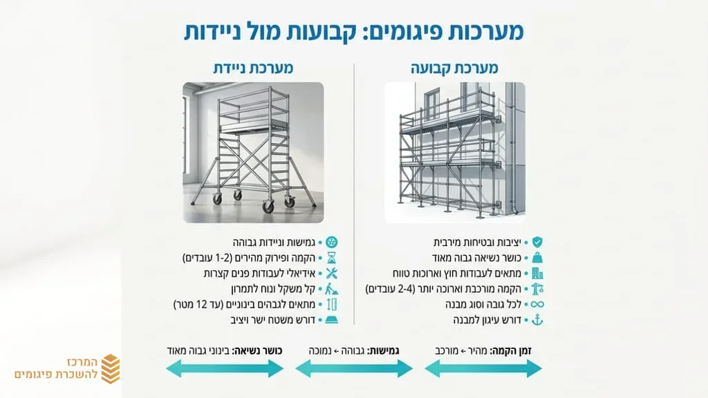 פיגום נייד מאלומיניום עם גלגלים ננעלים לעבודות פנים
