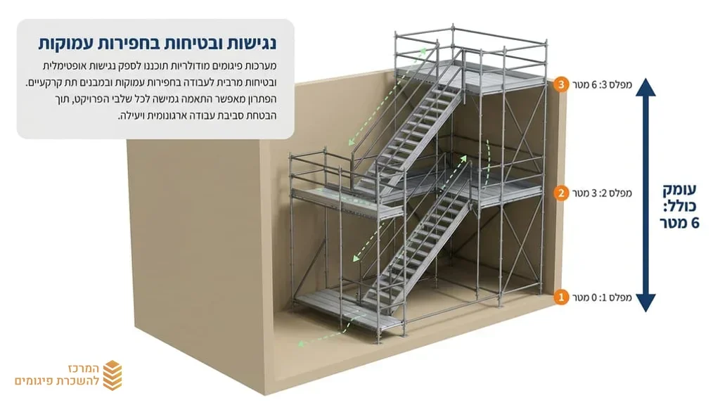 מערכת פיגומים בתוך חלל עמוק להמחשת נגישות מרחבית