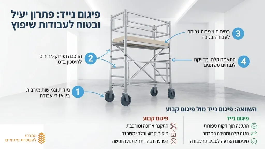 פיגום נייד מאלומיניום באתר שיפוצים